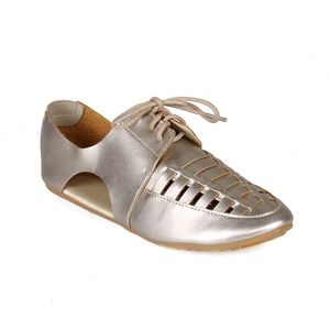 Liverpool-01 Metallic Women's Cutout Oxford Flats